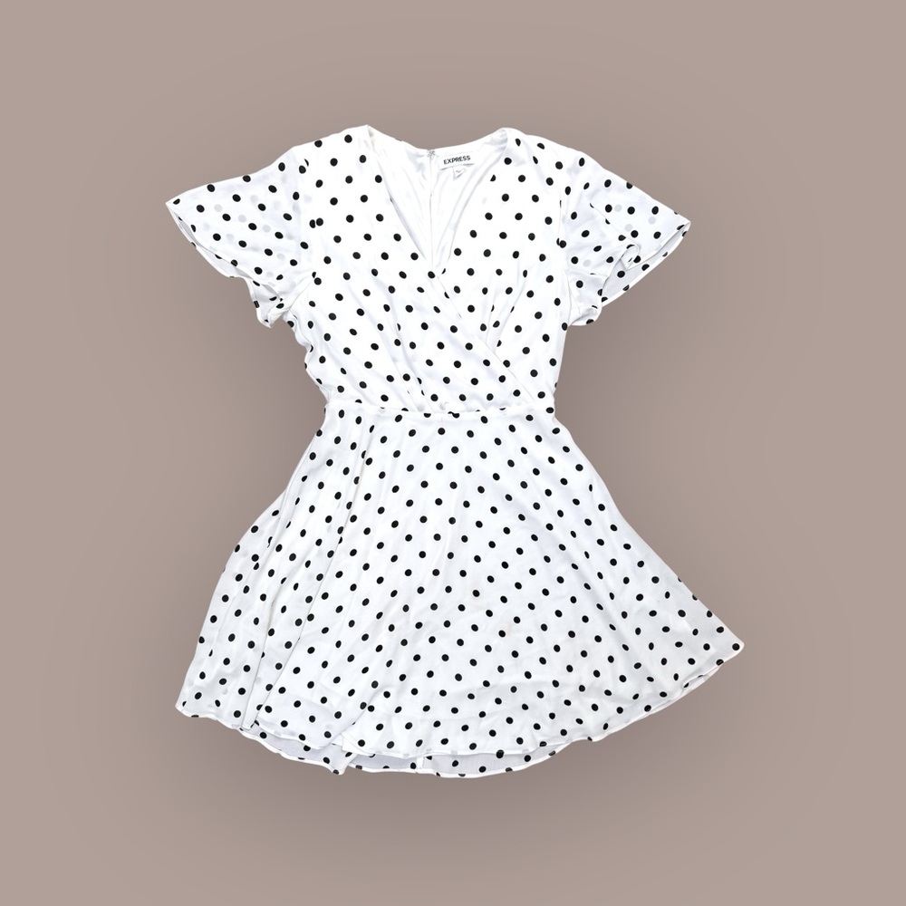 Express 00 White Polka Dot Dress